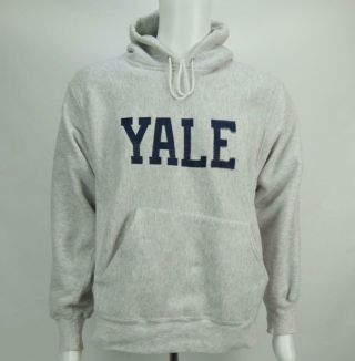 Vintage Lee 95 Cotton Cross Grain Yale University Hoodie Sweatshirt Grey Medium