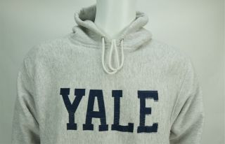 Vintage Lee 95 Cotton Cross Grain Yale University Hoodie Sweatshirt Grey Medium 2