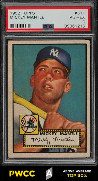 1952 Topps Mickey Mantle 311 Psa 4 Vgex (pwcc - A)