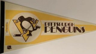 Vintage 1980’s Pittsburg Penguins 30 " Nhl Hockey Sports Pennant Flag Rare
