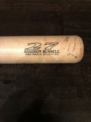 Addison Russell Game Broken Cracked Bat Chicago Cubs Mlb 2019
