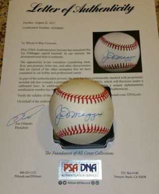 Joe Dimaggio Signed Auto Psa/dna Baseball Hof Yankees Hof Autograph Ball