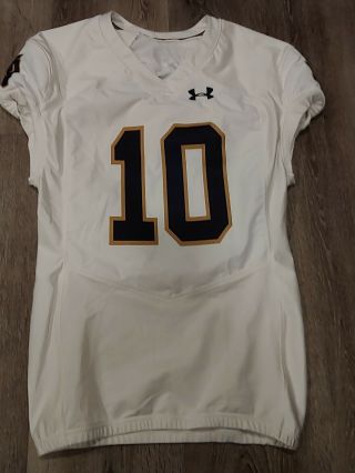 Under Armour Team Issued Authentic Game Notre Dame Football Jersey Away White 10