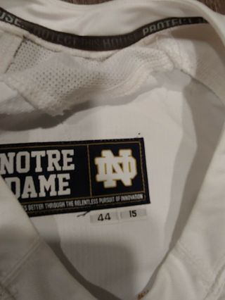 Under Armour TEAM ISSUED AUTHENTIC GAME NOTRE DAME FOOTBALL JERSEY AWAY WHITE 10 3