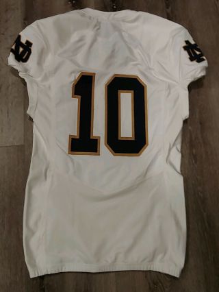 Under Armour TEAM ISSUED AUTHENTIC GAME NOTRE DAME FOOTBALL JERSEY AWAY WHITE 10 5