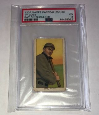 1909 T206 Ty Cobb Sweet Caporal 350/30 Tobbaco Baseball Card Psa 3 Label