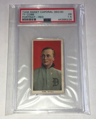 1909 T206 Ty Cobb Sweet Caporal Red Portrait Tobbaco Card Psa 1.  5 Label