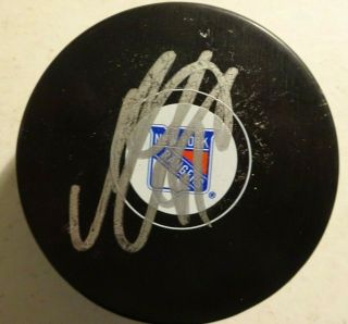 Autographed Mika Zibanejad Signed York Rangers Hockey Puck