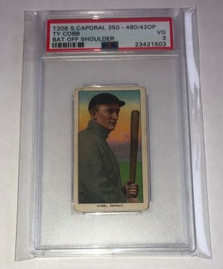 1909 T206 Ty Cobb Sweet Caporal 350 - 460 Tobbaco Baseball Card Psa 3 Label