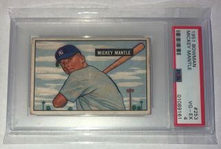 1951 Bowman Baseball Mickey Mantle Rookie Rc Card 253 Psa 4 Label