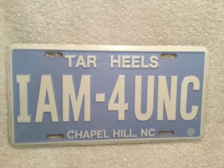 Vtg.  License Plate University Of North Carolina Iam - 4unc Metal Still In Wrapper