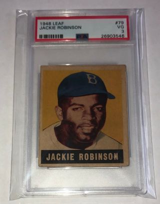 1948 Leaf Baseball Jackie Robinson Rookie Rc Card 79 Psa 3 Label
