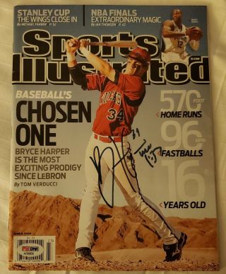 Bryce Harper Autographed Signed Sports Illustrated Psa/dna No Label Phillies
