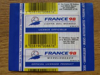 Panini France 98 World Cup Sticker Pack (argentinian Version Yellow Barcode)