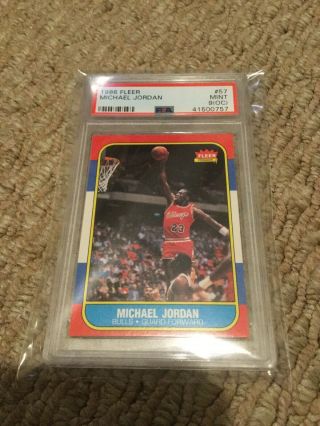1986 - 1987 Fleer Michael Jordan Psa 9 (oc) Chicago Bulls 57 Basketball Card Re