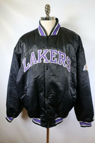 B5872 Vtg Starter Los Angeles Lakers Nba Basketball Snap Satin Jacket Size 2xl