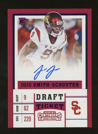 2017 Contenders Draft Ticket Blue Foil Juju Smith - Schuster Rc Rookie Auto