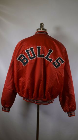 B5856 Vtg Chalk Line Chicago Bulls Nba Basketball Snap Satin Jacket Size Xl