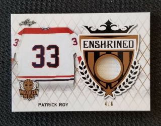 2017 - 18 Leaf Masked Men Enshrined Patrick Roy Game Jersey Ed 4/6 Montreal