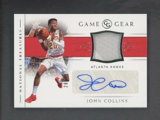 2018 - 19 National Treasures Game Gear John Collins Rpa Rc Rookie Patch Auto /49