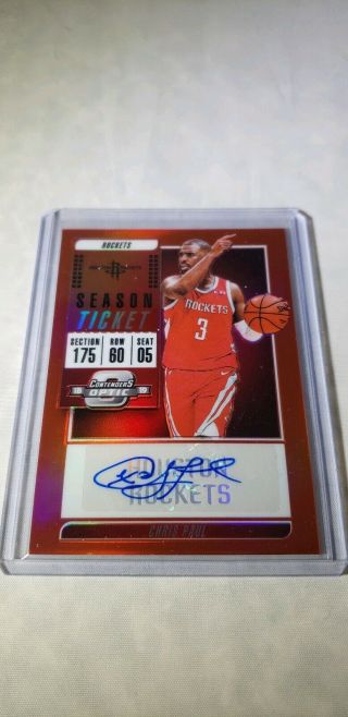 Chris Paul 2018 - 19 Contenders Optic Auto Red Prizm 9/49 Rockets