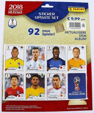 Panini World Cup 2018 Russia - Set Of 92 Update Stickers