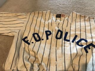 Antique Wool F.  O.  P.  Police Baseball Uniform Size 40 Pepperell Fabrics NYC - - 3