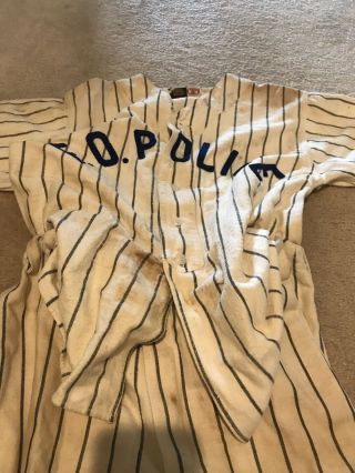 Antique Wool F.  O.  P.  Police Baseball Uniform Size 40 Pepperell Fabrics NYC - - 4