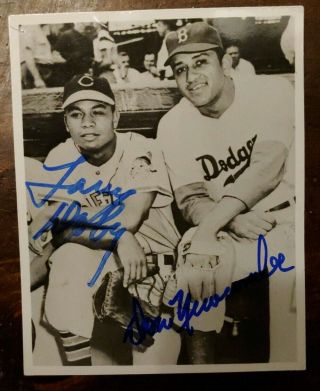 Don Newcombe & Larry Doby Dual Signed Brooklyn Dodgers Vintage 3x5 Photo Jsa
