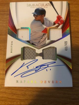 Rafael Devers 2018 Panini Immaculate Quad Jersey Auto Autograph Rc Rookie 