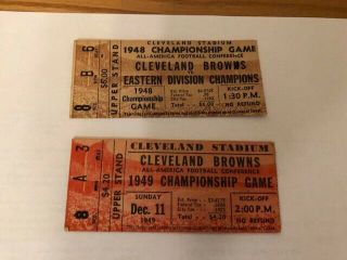 1948 & 1949 Cleveland Browns Championship Football Ticket Stubs