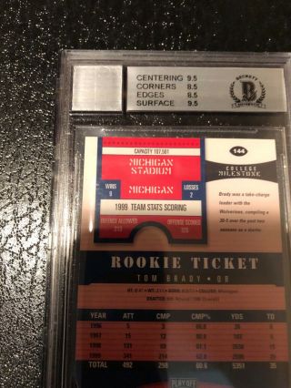 2000 Contenders Rookie Ticket 144 Tom Brady Patriots RC BGS 8.  5/10 GREAT SUBS 3
