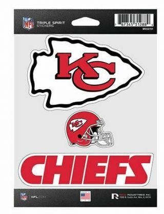 Kansas City Chiefs Stickers Die Cut Decals 3 - Piece Triple Spirit Sticker Sheet