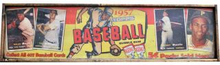 Antique Style 1957 Topps Baseball Wood Printed Sign Mantle Clemente Mays