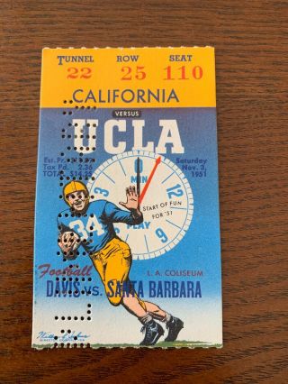 1951 Ucla Vs California Football Ticket Stub
