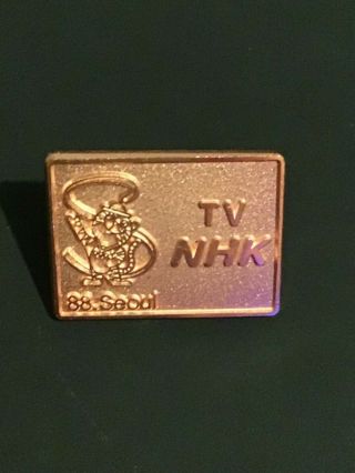 Seoul Korea 1988 Olympics Nhk Japan Tv Broadcasting Media Olympic Pin Copper