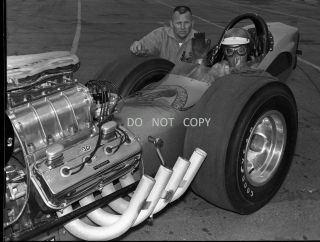 N979 1960 ' S NEGATIVE.  DRAG RACING NHRA,  FAMOUS ROLAND LEONG IN HIS GREAT DRAGSTER 2