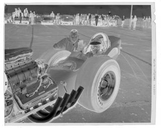 N979 1960 ' S NEGATIVE.  DRAG RACING NHRA,  FAMOUS ROLAND LEONG IN HIS GREAT DRAGSTER 3