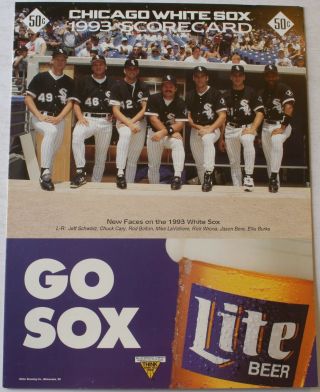 1993 Chicago White Sox Vs Seattle Mariners Scorecard Bere Burks Lavalliere Cover