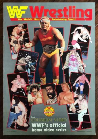 Coliseum Video Official Promo Poster Wwf Wrestling Rolled Nm,  Hulk Hogan Vhs