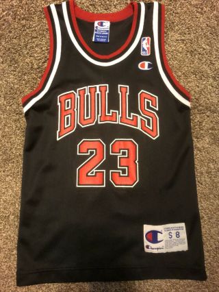Vintage Michael Jordan Chicago Bulls Jersey Small 8 Champion Nba Black