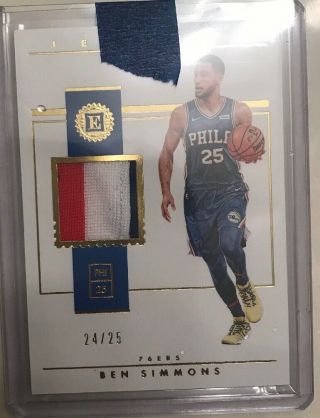 2018 - 19 Panini Encased Gold Ben Simmons Game Worn Patch 24/25 76ers