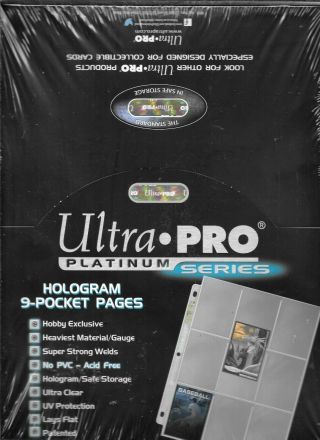 (100) 9 - Pocket Trading Card Size Ultra - Pro Plastic Sheets / Pages