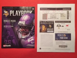 Minnesota Vikings Vs Green Bay Packers Ticket Stub & Program Inaugural Game 2016