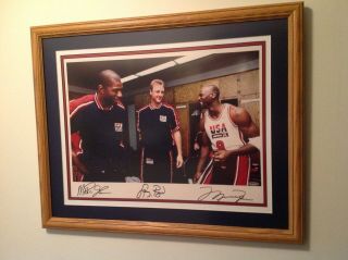 Michael Jordan / Magic Johnson,  Larry Bird Autograph 16x20 Olympic Photo U.  D.  A.
