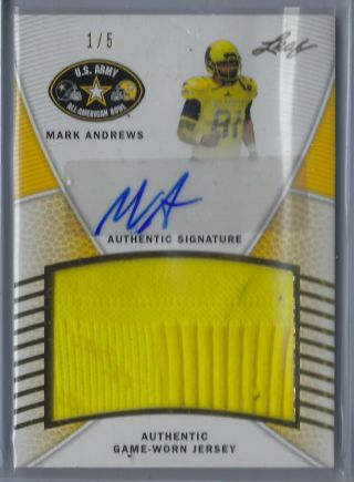 Mark Andrews 2014 Leaf Army All American Bowl Game Worn Jersey Patch Auto 1/5