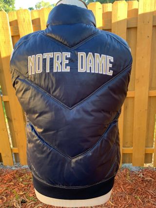 Notre Dame Irish Football Adidas Puffer Vest Jacket Large Navy Spell Out College 3