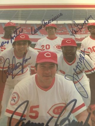 Pete Rose Cincinnati Reds Team Autographed Memorabilia Framed Picture 6