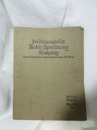 Official Program Indianapolois Motor Speedway 1921 Score Card Reservation Chart