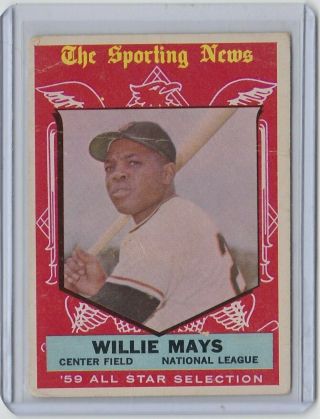 1959 Topps Baseball - Willie Mays All Star 563 Vg - Ex - Vintage